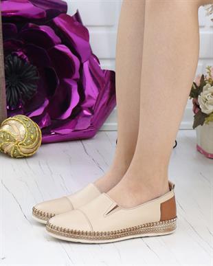 Nesil Shoes Syg P41 Bej Hakiki Deri Kadın Ayakkabı
