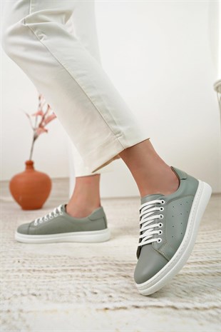 Nesil Shoes Syg P55 Yeşil Hakiki Deri Kadın Ayakkabı