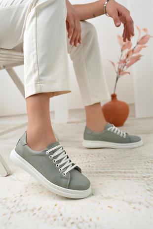 Nesil Shoes Syg P55 Yeşil Hakiki Deri Kadın Ayakkabı