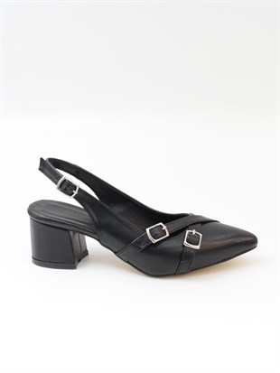 Nesil Shoes Tam 183 Siyah Kalın Topuklu Kadın Sandalet