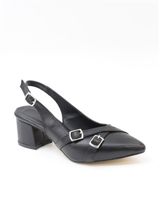 Nesil Shoes Tam 183 Siyah Kalın Topuklu Kadın Sandalet