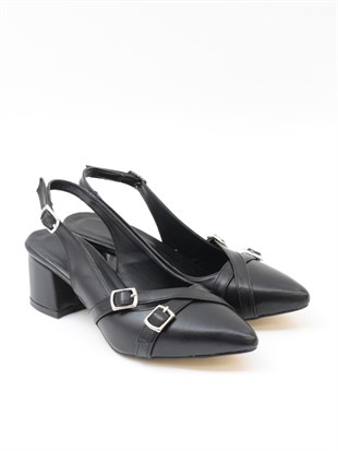 Nesil Shoes Tam 183 Siyah Kalın Topuklu Kadın Sandalet