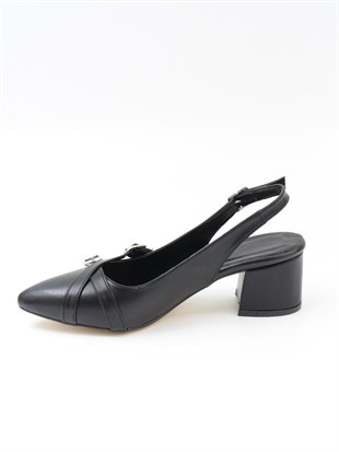Nesil Shoes Tam 183 Siyah Kalın Topuklu Kadın Sandalet