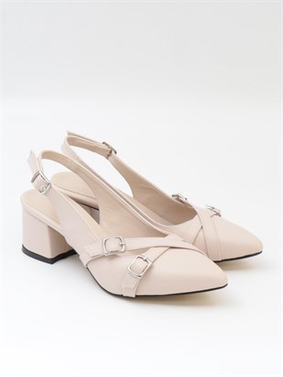 Nesil Shoes Tam 183 Ten Kalın Topuklu Kadın Sandalet