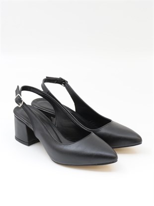 Nesil Shoes Tam 725 Siyah Kalın Topuklu Kadın Sandalet