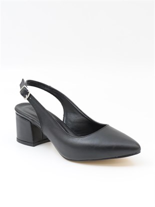 Nesil Shoes Tam 725 Siyah Kalın Topuklu Kadın Sandalet