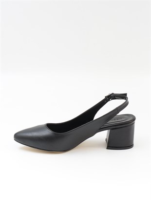 Nesil Shoes Tam 725 Siyah Kalın Topuklu Kadın Sandalet