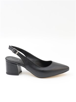 Nesil Shoes Tam 725 Siyah Kalın Topuklu Kadın Sandalet