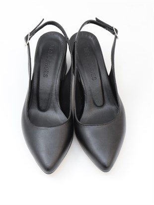 Nesil Shoes Tam 725 Siyah Kalın Topuklu Kadın Sandalet