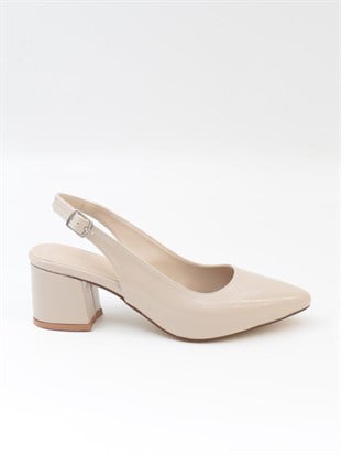 Nesil Shoes Tam 725 Ten Rugan Kalın Topuklu Kadın Sandalet