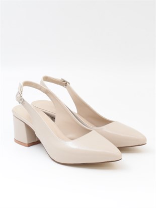 Nesil Shoes Tam 725 Ten Rugan Kalın Topuklu Kadın Sandalet