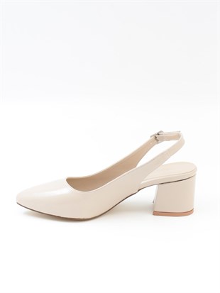 Nesil Shoes Tam 725 Ten Rugan Kalın Topuklu Kadın Sandalet