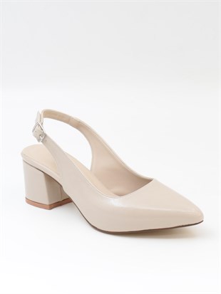 Nesil Shoes Tam 725 Ten Rugan Kalın Topuklu Kadın Sandalet