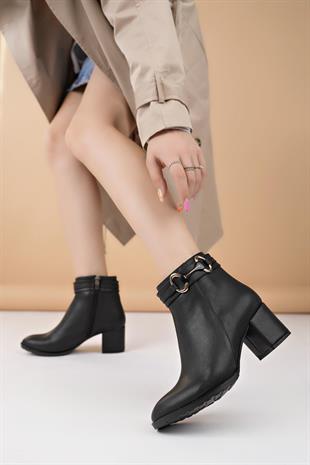 Nesil Shoes Tarha 102 Siyah Fermuarlı Kışlık Kadın Bot