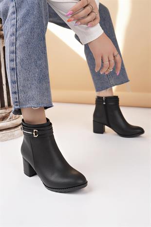 Nesil Shoes Tarha 104 Siyah Fermuarlı Kışlık Kadın Bot 