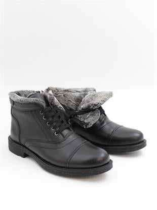 Nesil Shoes Thrtrk 906 Siyah Hakiki Deri Kauçuk Taban Erkek Bot