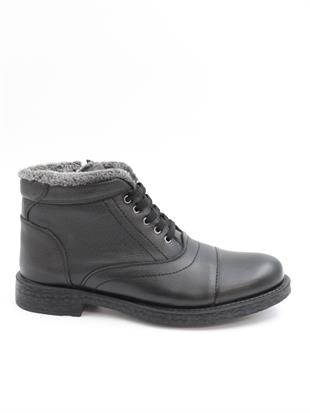 Nesil Shoes Thrtrk 906 Siyah Hakiki Deri Kauçuk Taban Erkek Bot