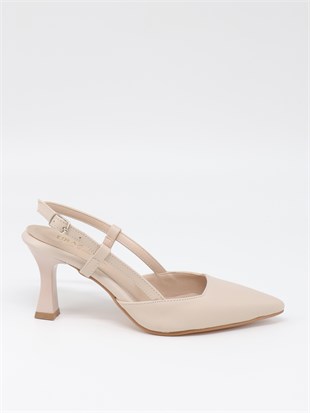 Nesil Shoes Uraz 050 Ten Arkası Açık Topuklu Kadın Ayakkabı