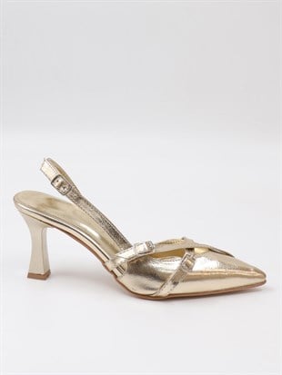 Nesil Shoes Uraz 500 Altın Çift Toka Kadın Sandalet
