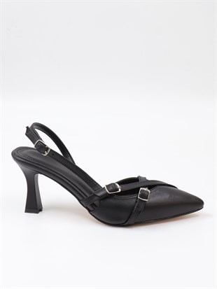 Nesil Shoes Uraz 500 Siyah Topuklu Kadın Sandalet