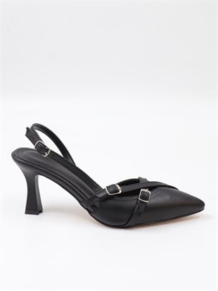 Nesil Shoes Uraz 500 Siyah Topuklu Kadın Sandalet