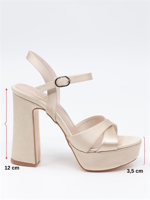 Nesil Shoes Uraz 795 Ten Saten Platform Kadın Sandalet