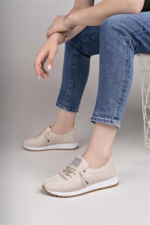 Nesil Shoes Wiss 026 Bej Anatomik Kadın Ayakkabı