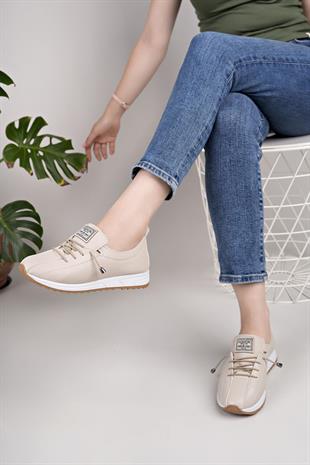 Nesil Shoes Wiss 026 Bej Anatomik Kadın Ayakkabı