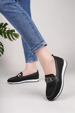 Nesil Shoes Wiss 0272 Siyah Triko Örgü Kadın Ayakkabı