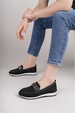 Nesil Shoes Wiss 0272 Siyah Triko Örgü Kadın Ayakkabı