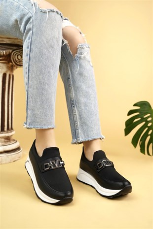 Nesil Shoes Wiss 1705 Siyah Beyaz Anatomik Kadın Ayakkabı