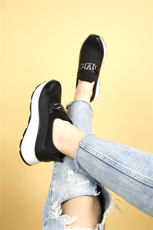 Nesil Shoes Wiss 1705 Siyah Beyaz Anatomik Kadın Ayakkabı