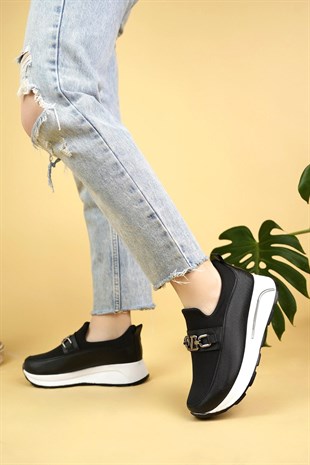 Nesil Shoes Wiss 1705 Siyah Beyaz Anatomik Kadın Ayakkabı