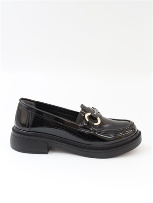 Nesil Shoes Wiss 1803  Siyah Rugan Maskulen Kadın Ayakkabı