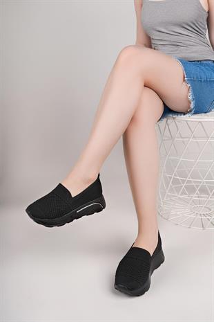 Nesil Shoes Wiss 250 Siyah Örgü Triko Kadın Ayakkabı