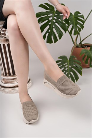 Nesil Shoes Wiss 250 Vizon Örgü Triko Kadın Ayakkabı