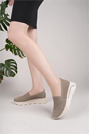 Nesil Shoes Wiss 250 Vizon Örgü Triko Kadın Ayakkabı