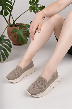 Nesil Shoes Wiss 250 Vizon Örgü Triko Kadın Ayakkabı