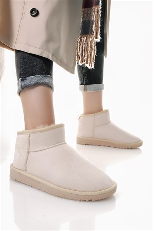 Nesil Shoes Ypr 7391 Bej Süet İçi Kürklü Su İtici Kadın Bot