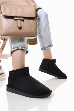 Nesil Shoes Ypr 7391 Siyah Süet İçi Kürklü Su İtici Kadın Bot