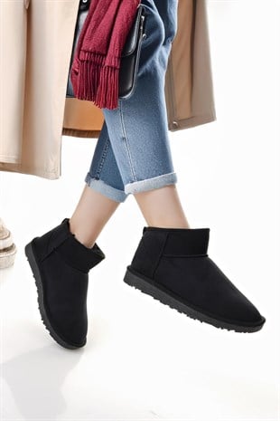 Nesil Shoes Ypr 7391 Siyah Süet İçi Kürklü Su İtici Kadın Bot