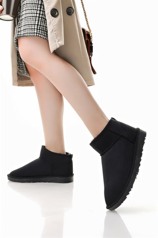 Nesil Shoes Ypr 7391 Siyah Süet İçi Kürklü Su İtici Kadın Bot