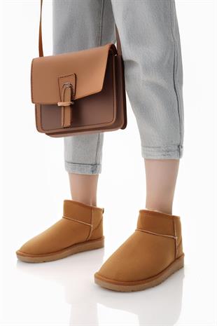 Nesil Shoes Ypr 7391 Taba Süet İçi Kürklü Su İtici Kadın Bot