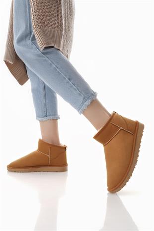Nesil Shoes Ypr 7391 Taba Süet İçi Kürklü Su İtici Kadın Bot