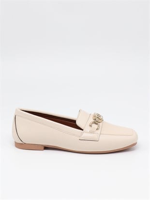 Nesil Shoes Ypr C04 krem Tokalı Kadın Babet