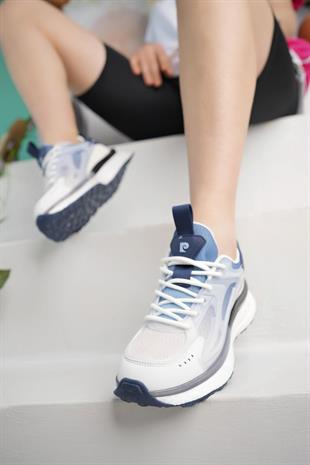 Pierre Cardin 10106 Beyaz-Mavi Memory Foam Kadın Sneakers