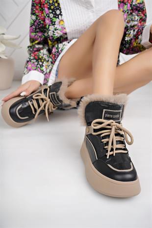 Pierre Cardin 11188 Siyah Kürklü Kadın Bot