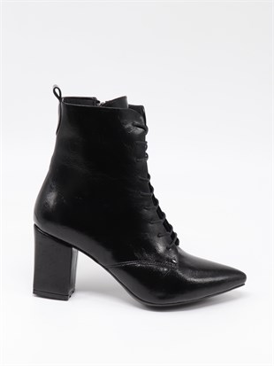 Nesil Shoes Pres 1037 Siyah Krşk Rugan Topuklu Kadın Bot
