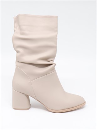 Nesil Shoes Rsl 2430 Bej Kadın Körüklü Kısa Çizme