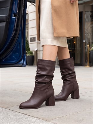 Nesil Shoes Rsl 2430 Kahve Kadın Körüklü Kısa Çizme